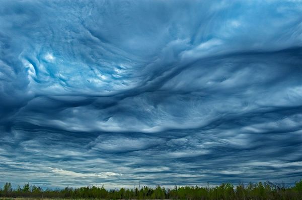 Canada-Ontario-Sault Ste Marie Asperitas clouds over Lake Superior
